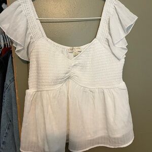 White Ruffled Women's Top